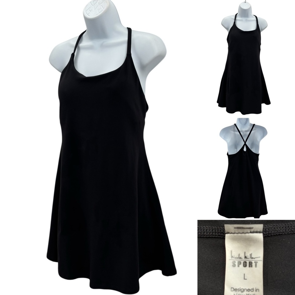 Nicole Miller Sport Workout Tennis Mini Dress Sz. L shorts pocket